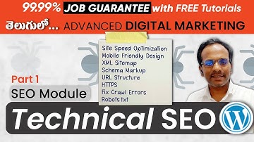 Lecture 62 SEO | Digital Marketing Course in Telugu | Technical SEO P1 | Wordpres Website