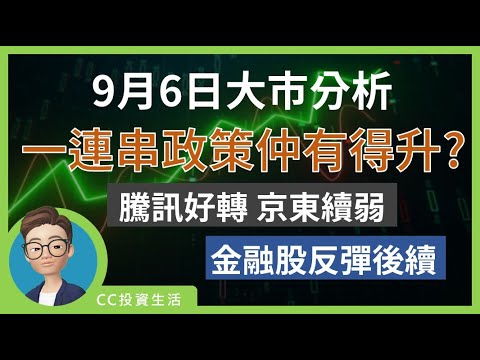 一連串政策仲有得升嗎? | 認房不認貸 降印花稅 | 騰訊好轉 京東續弱 | 金融股反彈後續 #認房不認貸 9月6日大市分析 #恒生指數 #騰訊