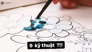 9 Kỹ Thuật Vẽ Màu Nước Cơ Bản| 9 BASIC WATERCOLOR TECHNIQUES | Lobeo Studio