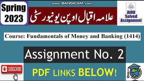 ⏩ AIOU Code 1414 Solved Assignment No.2 Spring 2023 |Subject: Funda Of Money & Bank |Level: BA/B.Com