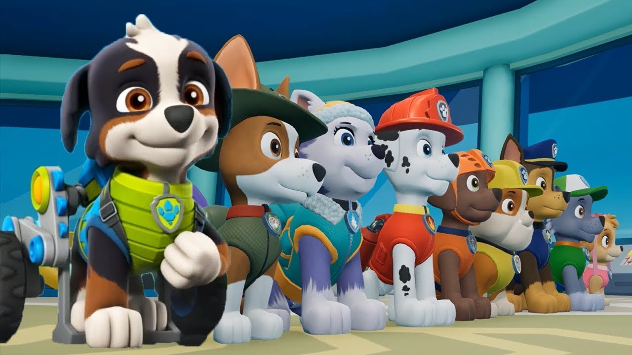 Paw Patrol | New Pups Meet Rex - Pups On a Roll Rescue Team Ryder ...