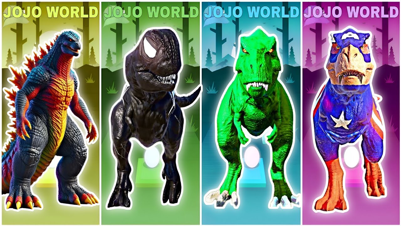 🦕JurassicWorld Godzilla 🆚T Rex VENOM 🆚Dinosaur SuperHero 🆚T Rex Capten Amerika Coffin Dance Song