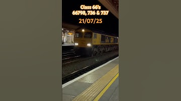 The midnight GBRf triple class 66 freight train move passing Leamington spa #trainspotting #class66