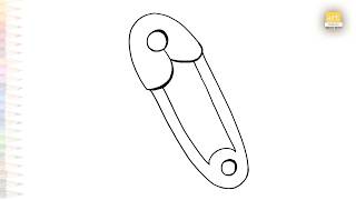 Einfache Zeichentechnik für Sicherheitsnadeln | Outline-Art | Sicherheitsnadel einfach zeichnen |...