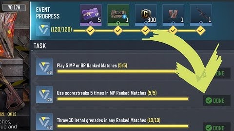 Call Of Duty Mobile Use 5  scorestreaks in MP  Ranked Matches Task Complete