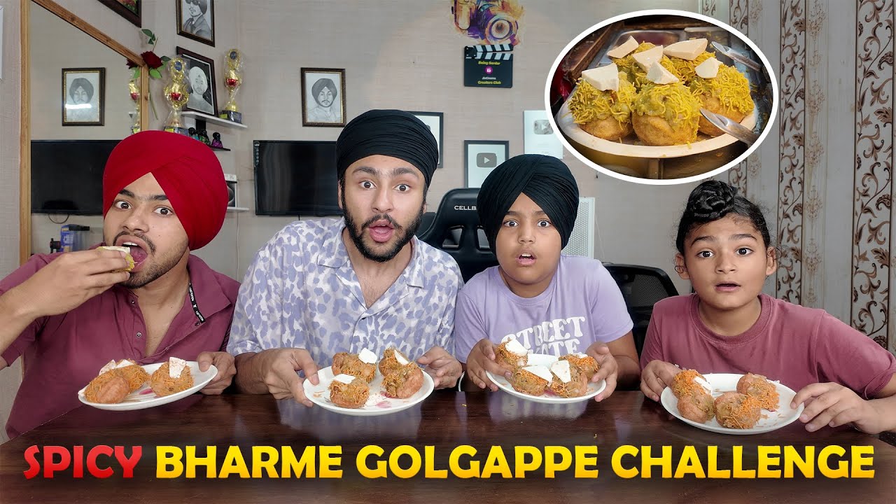 SPICY BHARME GOLGAPPE CHALLENGE WITH BROTHERS😱 - HALAT KHARAB HOGI ANE KHAA K🥵 - HARSH JAGRAON