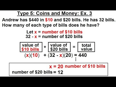 Algebra - Ch. 2: Word Problem (17 of 46) Type 5: Coins and Money: Ex. 3