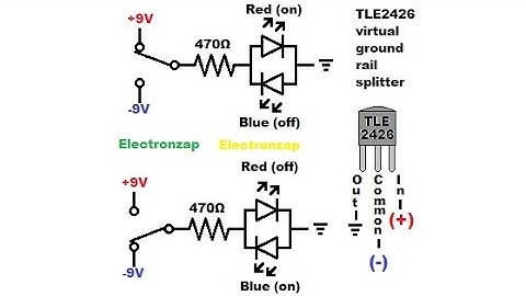 Alternating load current direction using the TLE2426 virtual ground rail splitter electronics IC