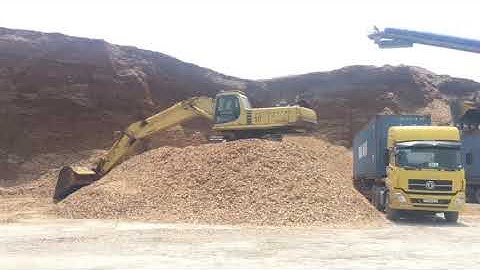 Woodchips Vessel - Yard Loading Out by Excavator 6m3