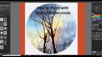 How to Paint Watercolors in Rebelle 3 - Landscape Trees Sun