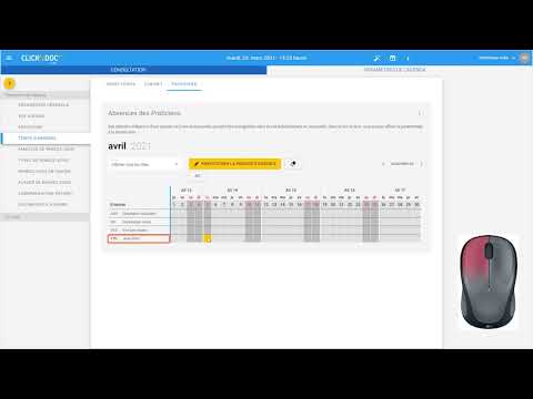 Enregistrer les congés d'un praticiens dans CLICKDOCPRO