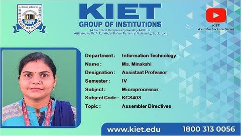 B.Tech_CSE/IT/CS/CSIT_4Sem | Assembler Directives |  prof Minakshi
