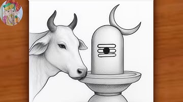 How to Draw Mahadev Shivling Pencil drawing  with Nandi Cow | God drawing  | Easy drawing |