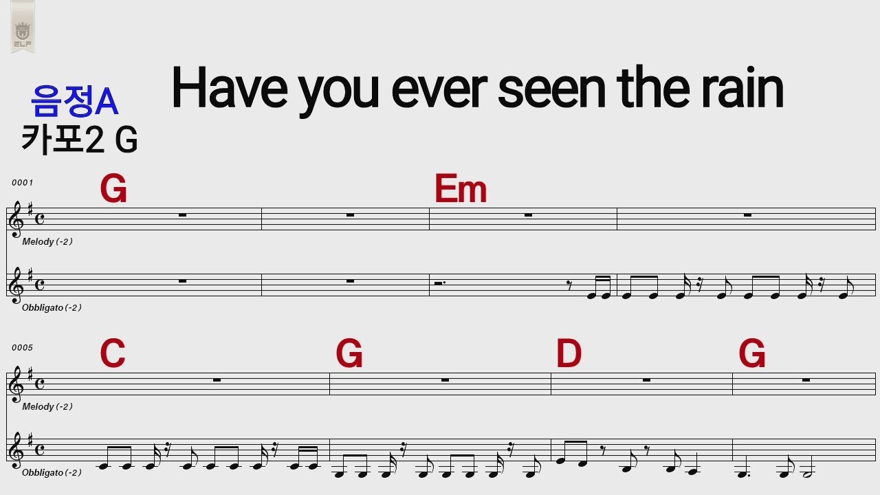 Have You Ever Seen The Rain übersetzung Have you ever seen the rain (c.c.r) A카포2 G /통기타 카포 악보영상 - YouTube