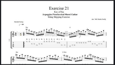 String Skipping Exercise: ETUDE 21 // Key of Em - Arpeggios/Neoclassical Shred Guitar