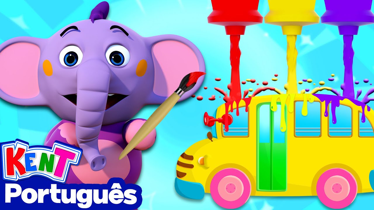 Pintura das rodas do ônibus | Wheels On The Bus | Canções infantis | Kent o Elefante