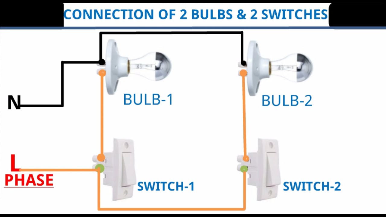 Two Bulbs And Two Switches Connection Connection Of 2 Bulbs And 2 Switches