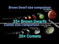 Brown Dwarfs size comparison. Comets size comparison