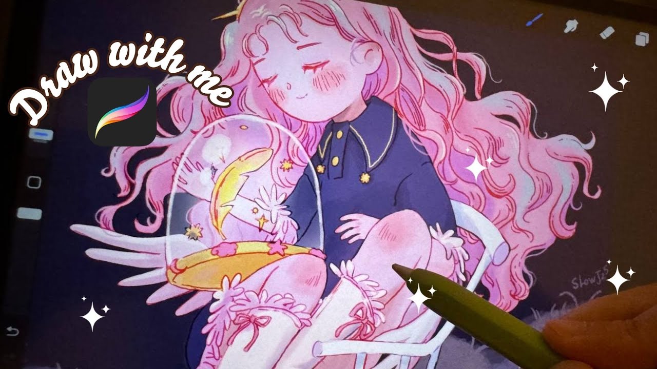 🌙 Draw with me | Chill ambient | Try limited color palette 🌙 Midnight drawing #procreate #ipad