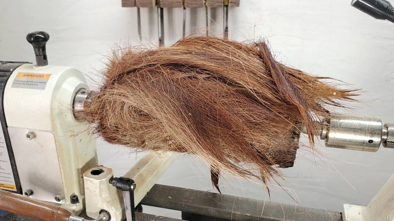 Woodturning - Hair into vase!!【職人技】ヤシの木の花瓶！