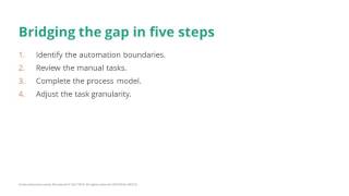 Bridging the gap in five steps
