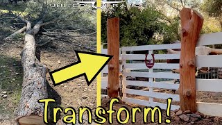 COMPLETE Tutorial:Trees to Gate/Fence Posts(Dry Timber, Dig holes, Preserve wood, & Cement in posts)