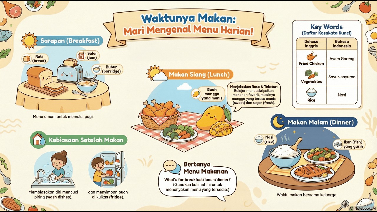 Meal Time : You can describe foods for breakfast, lunch, and dinner | Materi B  Inggris
