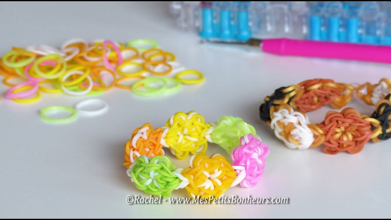 Bracelet fleurs en élastiques Rainbow Loom - Tuto facile