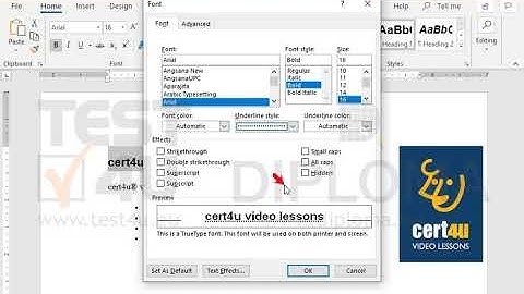 Modify the title cert4u video lessons of the current document using the following text effects:...