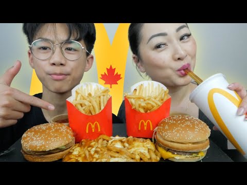 McDonald's Mukbang *BIG Mac Burger & McChicken Meal with Cheesy Poutine Meal | N.E Let's Eat