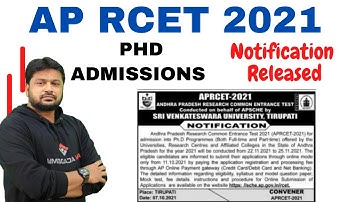 AP RCET Notification 2021 Released | PhD Admissions (Part Time & Full Time)