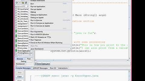 Java syntax and runtime errors