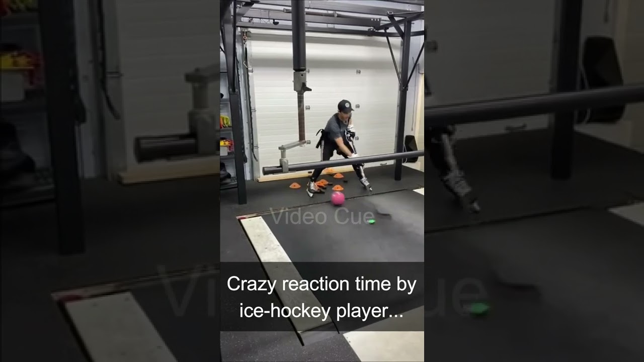 Crazy reaction time by ice-hockey player...  Video Cue