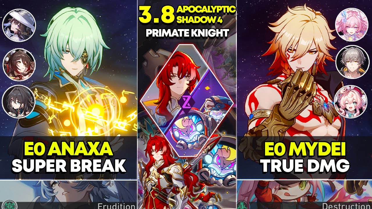 Суперурон E0 от Anaxa и истинный урон E0 от Mydei | Апокалиптическая тень 4 | Honkai Star Rail 3.8