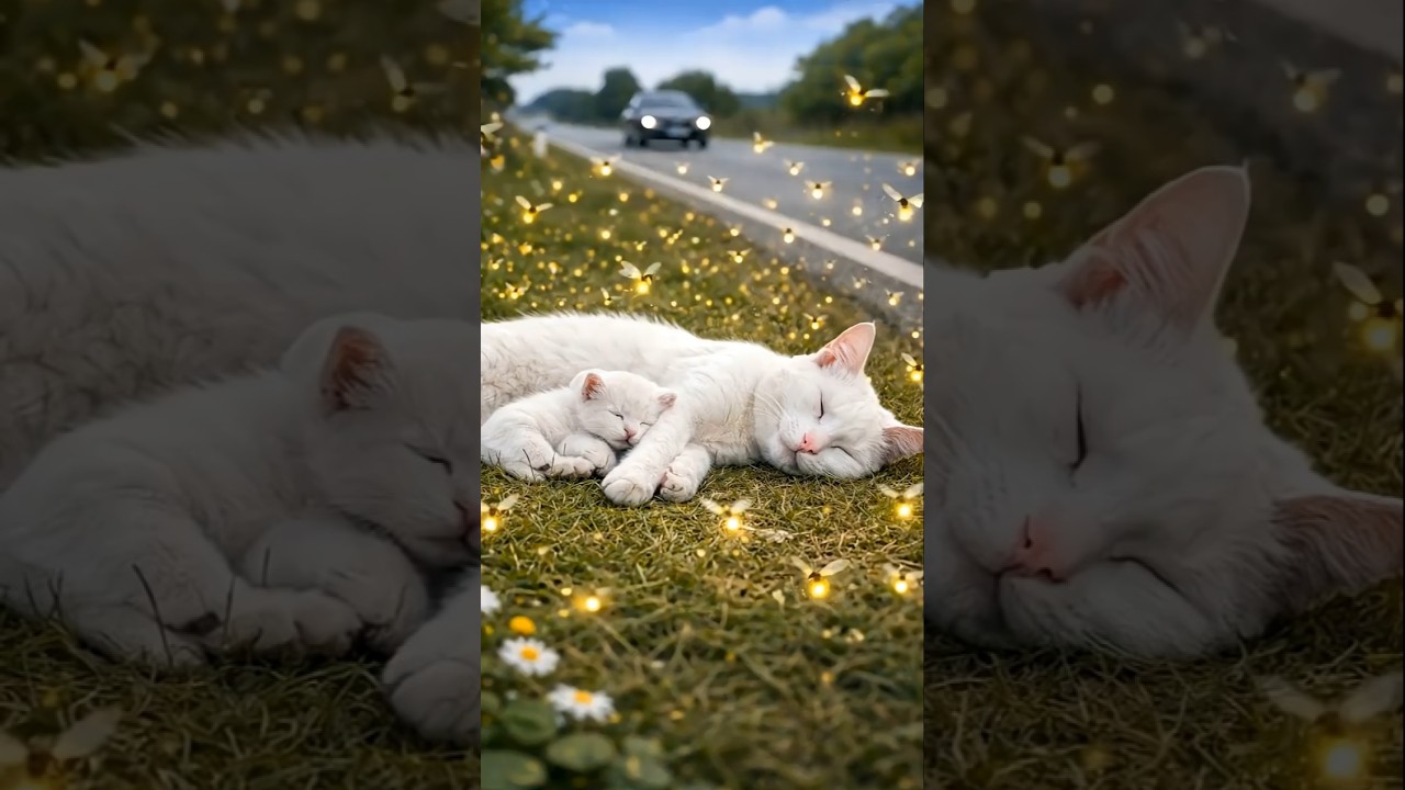 Man Helps Unconscious Cat and Her Newborn Kittens on the Road #catrescue  #kittencare  #animalrescue