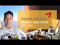 Oz222  asiana airlines business class  airbus a350 jfk to incheon  222