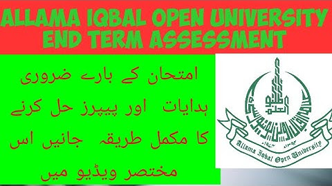 AIOU End term assesment instructions for students