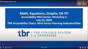 TBR Accessibility webinar series 2: Math, Equations, Graphs; Oh Pi!