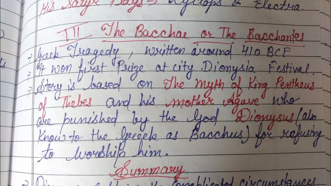 The classical greek period part 4 | Euripides's The Bachhae in hindi