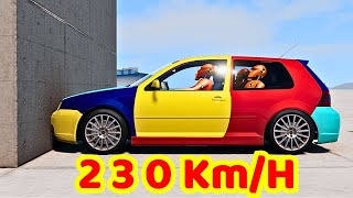 Volkswagen Golf vs Wall - 230 KM/H 💥💥 BeamNG.Drive CRASH test