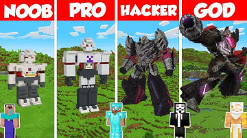 Megatron Transformer Build Battle Challenge - Noob vs Pro vs Hacker vs God - Minecraft Animation