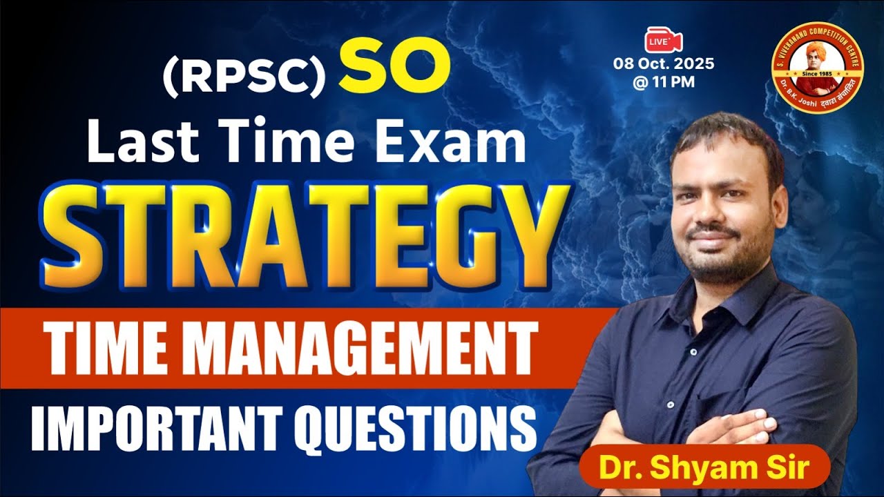 RPSC SO 2025 Final Strategy | Time Management + Important Questions ...