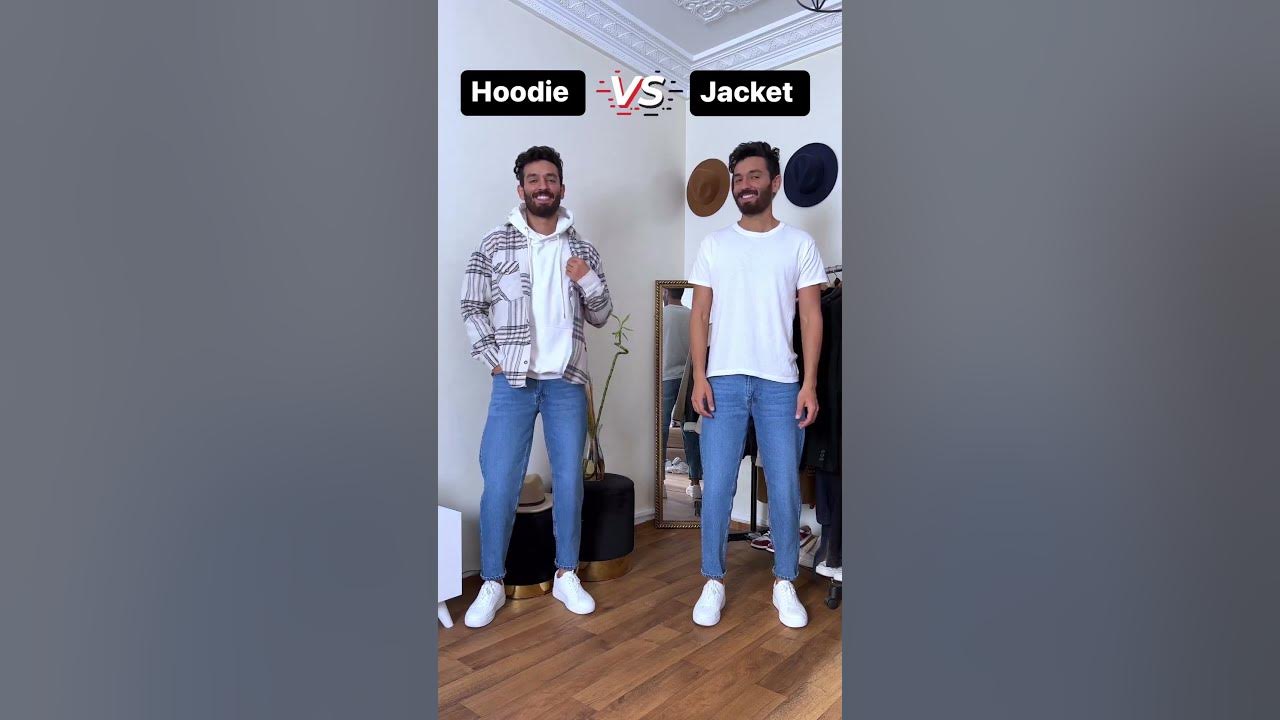 Which one is best 🤔 HOODIE VS JACKET🔥MEN'S WINTER FASHION 😎 Credit:-amine_lazimi #shorts #menfashion