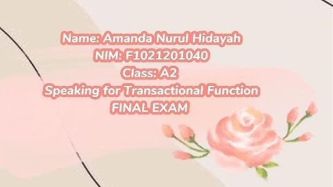 Final Exam Performance - Speaking for Transactional Function