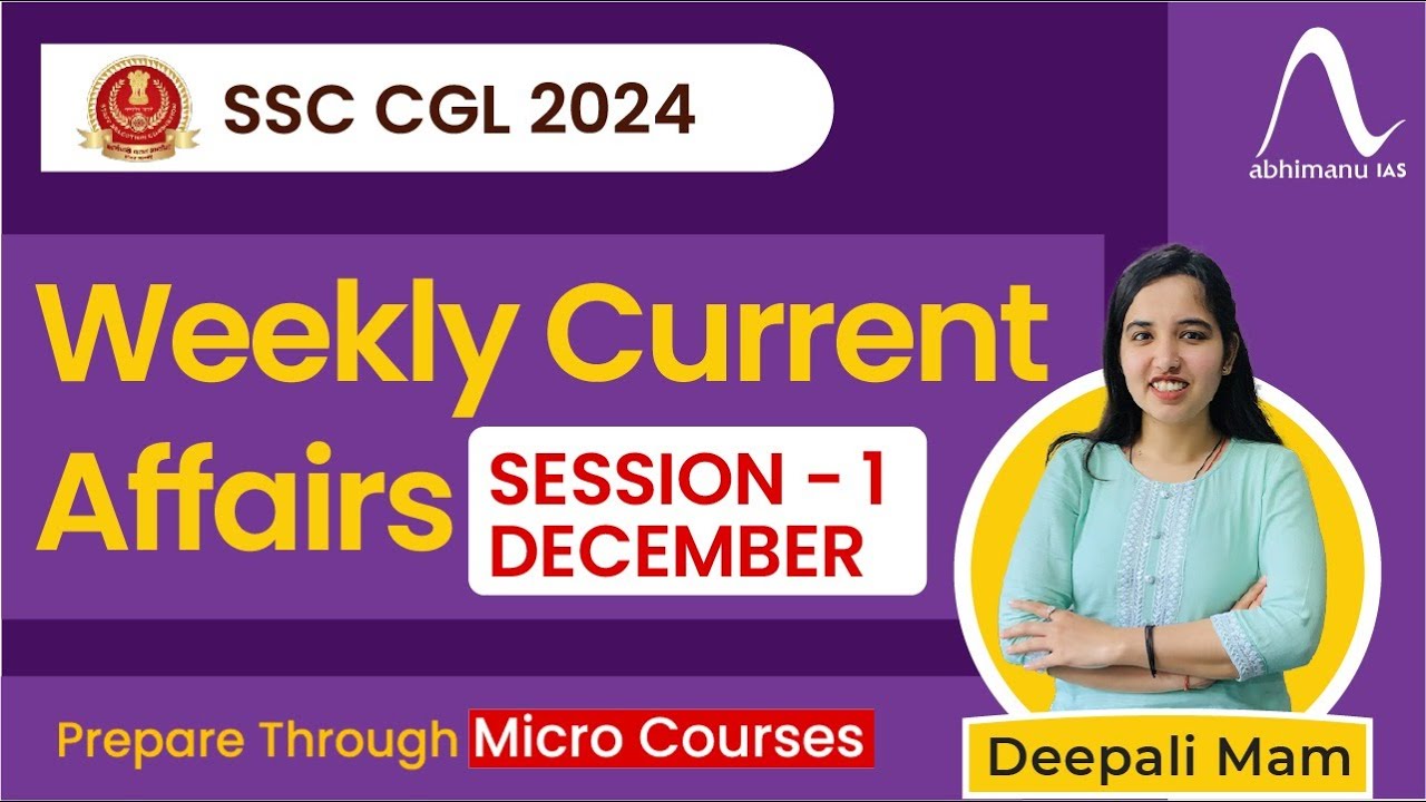 SSC CGL EXAM 2024 | December 2023 | Session 1 | Current Affairs ...