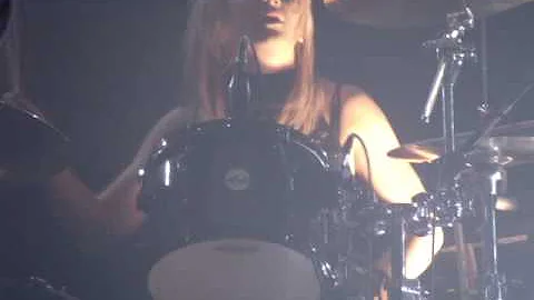 Jen Ledger of Skillet drumming "Whispers In The Dark"