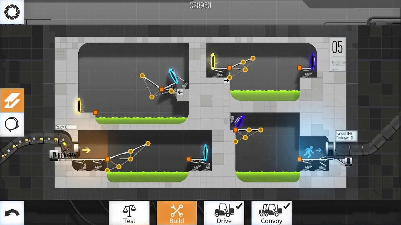 Bridge Constructor Portal level 5 minimum cost - YouTube