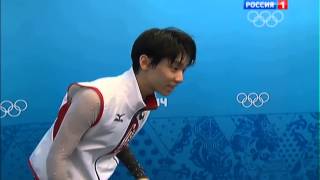 Hanyu Yuzuru reacts to getting gold @Sochi 2014