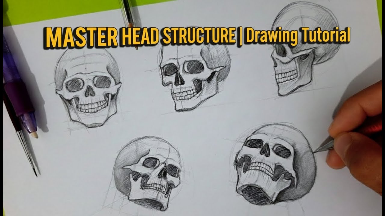 Drawing Tutorial | Loomis Method Skull from Multiple Angles – Step by Step Drawing Tutorial