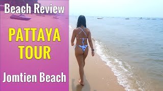 Traveling Thailand | Pattaya Beach Reviews | Jomtien Beach Pattaya walk with a Thai girl in a bikini